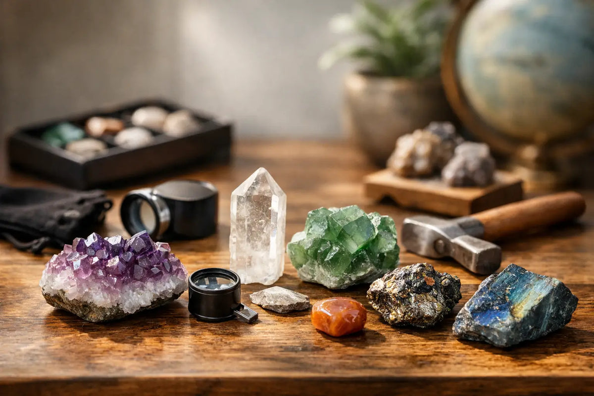 Verschiedene Mineralien und Kristalle als Einstieg in die Sammelwelt