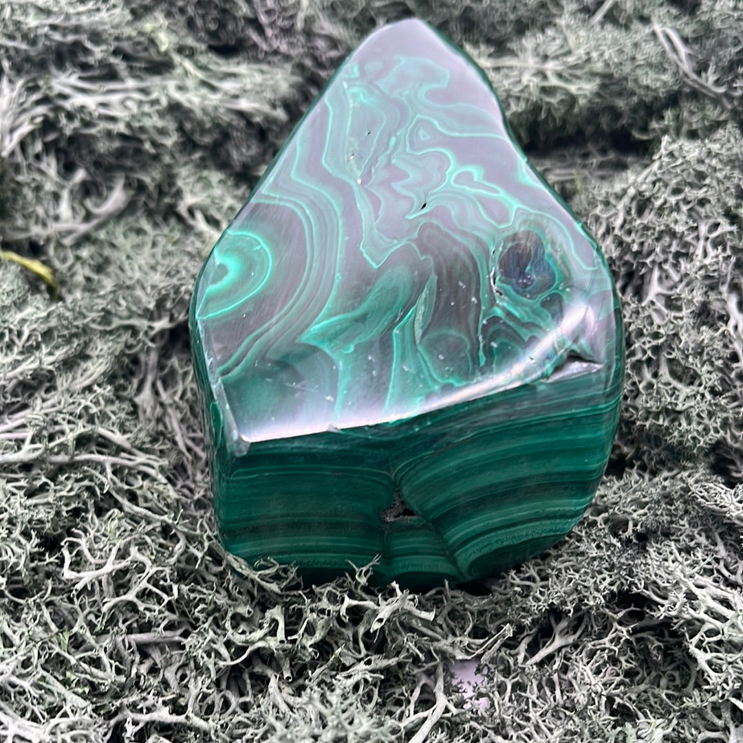Malachit Großsstufe poliert mit fantastische Musterung (682g) - crystal paradise