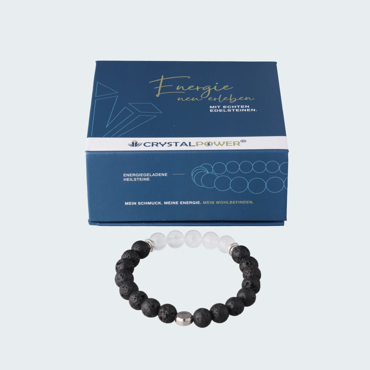 Bergkristall & Lava – Klarheit & Standfestigkeit - Armband crystalpower® - crystal paradise