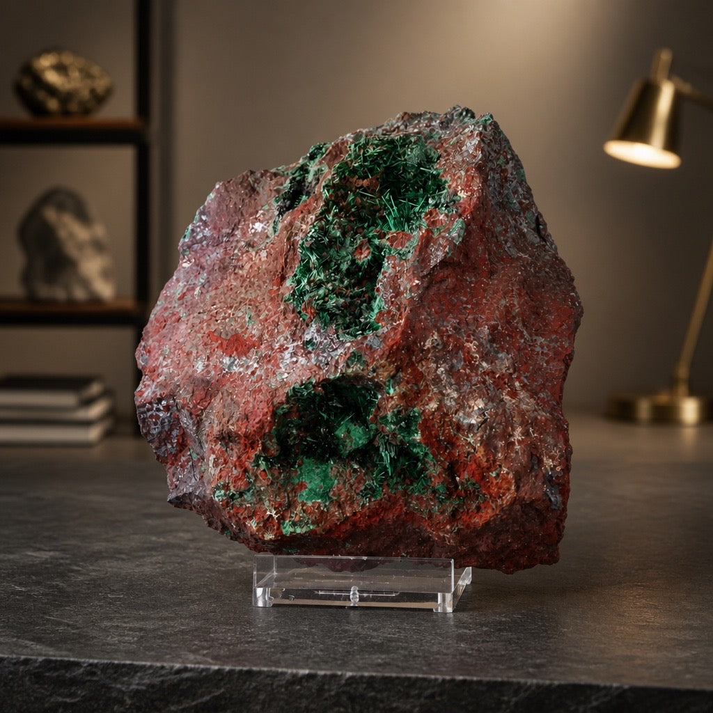 Brochanit Cluster grün aus Marokko 735g Sammler Ansicht 2