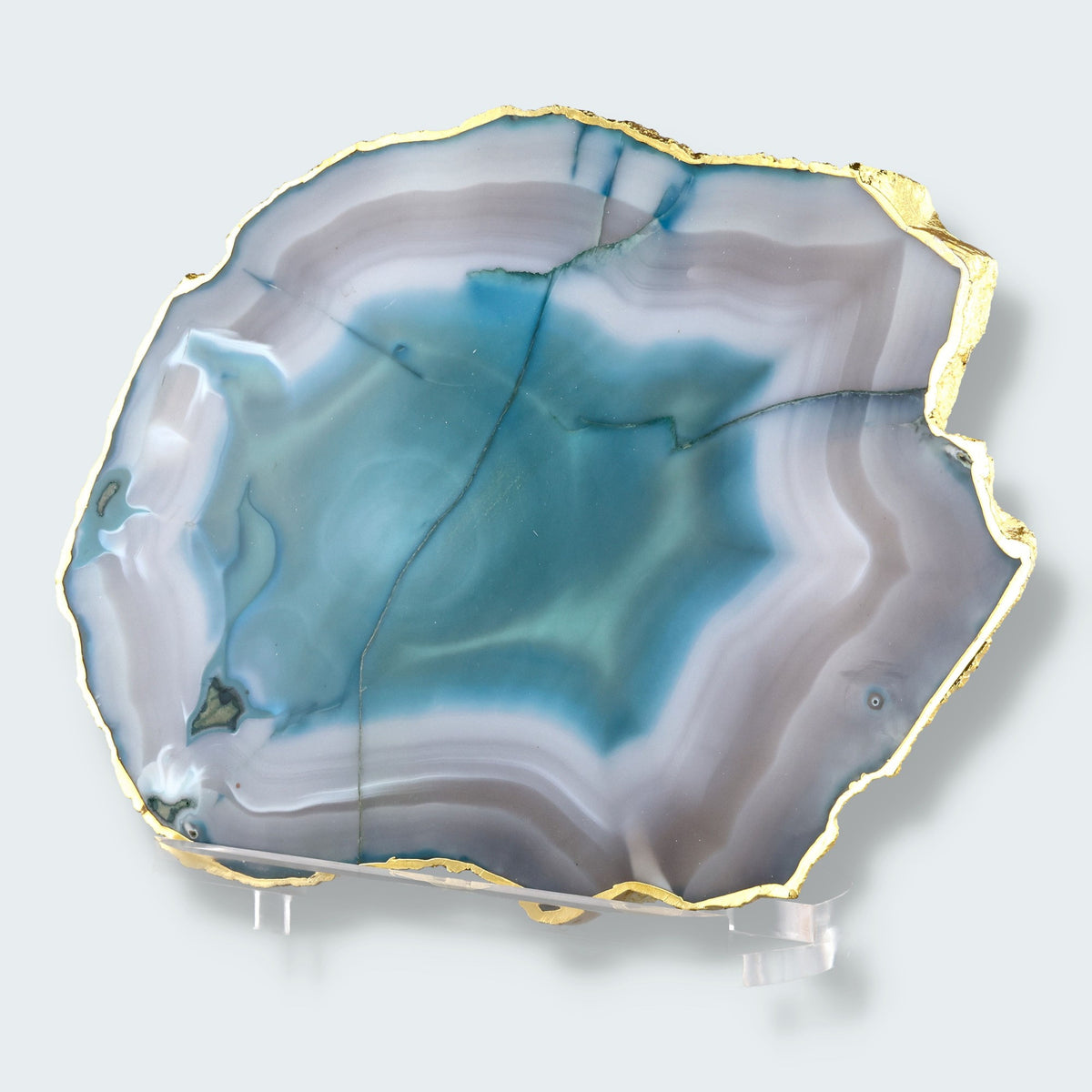 Achatscheibe grün weiss mit Goldrand - ca. 28 cm – Ansicht 2