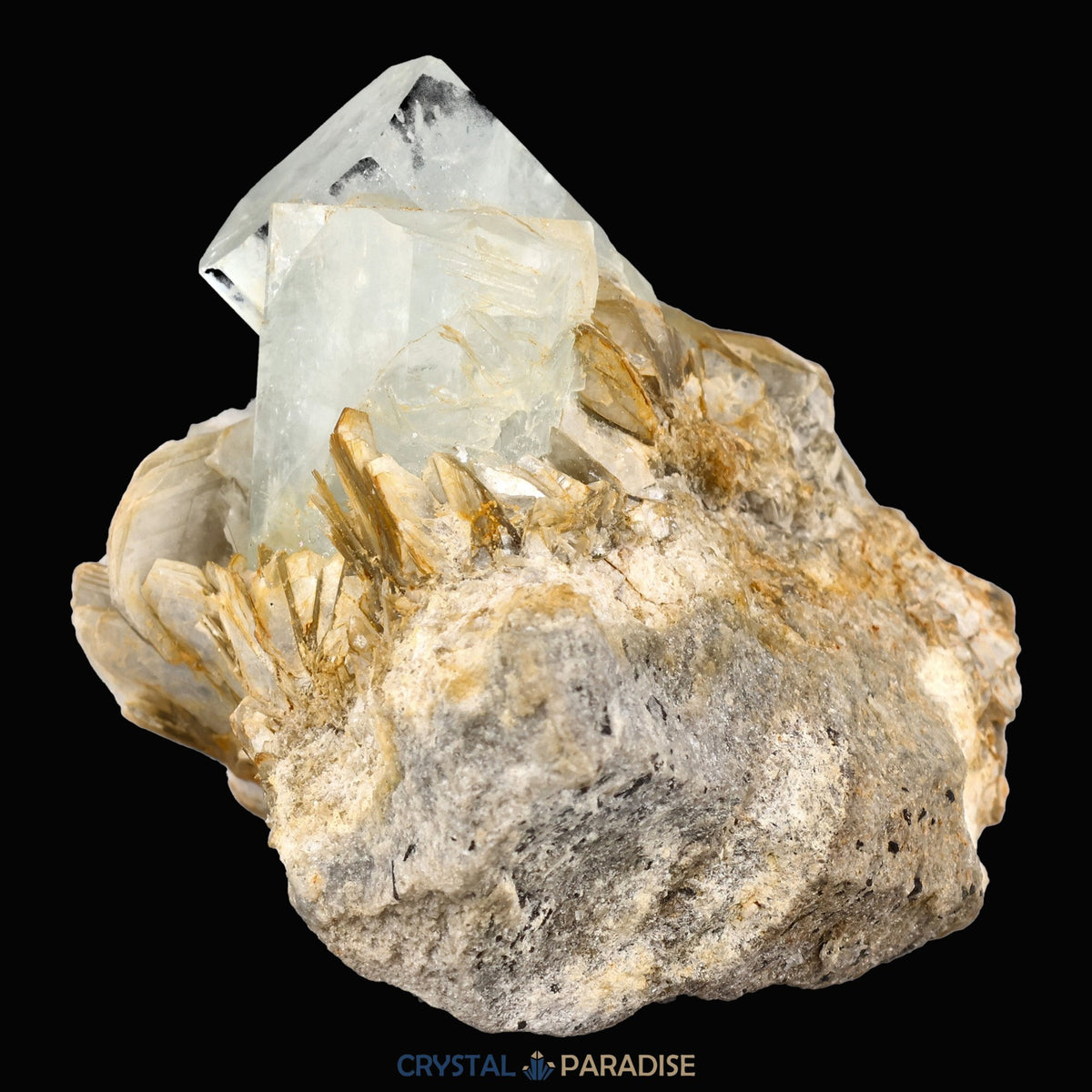 Aquamarin Kristall auf Feldspat aus Pakistan (96g) – Ansicht 6