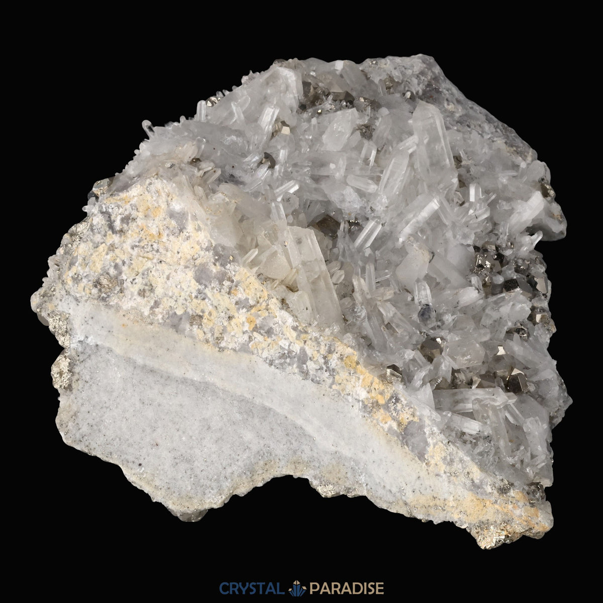 Pyrit an Bergkristall aus Indonesien (1036g) – Ansicht 13