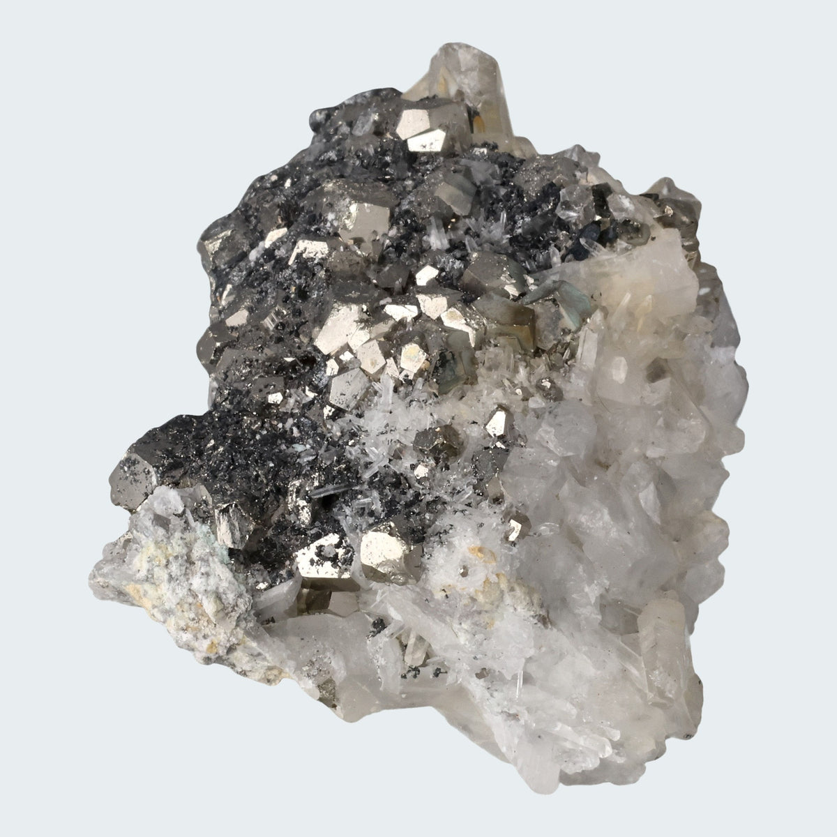 Pyrit an Bergkristall aus Indonesien (222g) – Ansicht 3