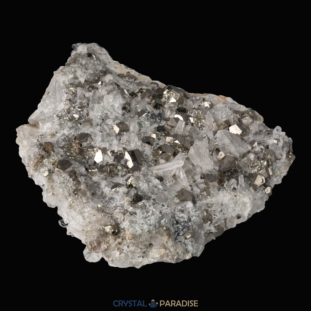 Pyrit an Bergkristall aus Indonesien (330g) – Ansicht 11