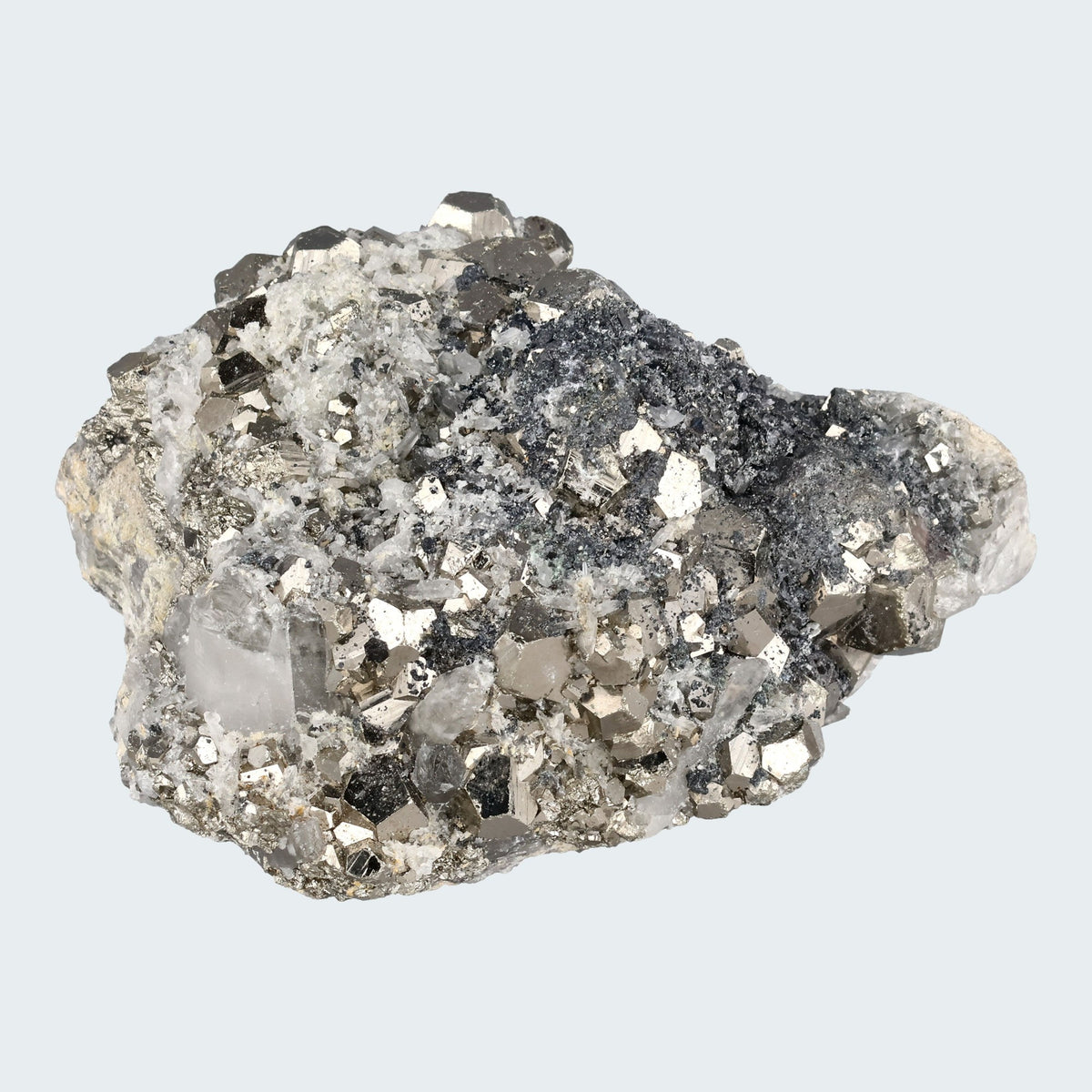Pyrit an Bergkristall aus Indonesien (370g) – Ansicht 2