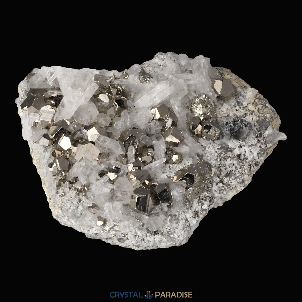 Pyrit an Bergkristall aus Indonesien (440g) – Ansicht 4