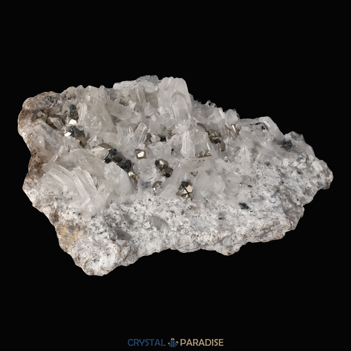 Pyrit an Bergkristall aus Indonesien (540g) – Ansicht 14