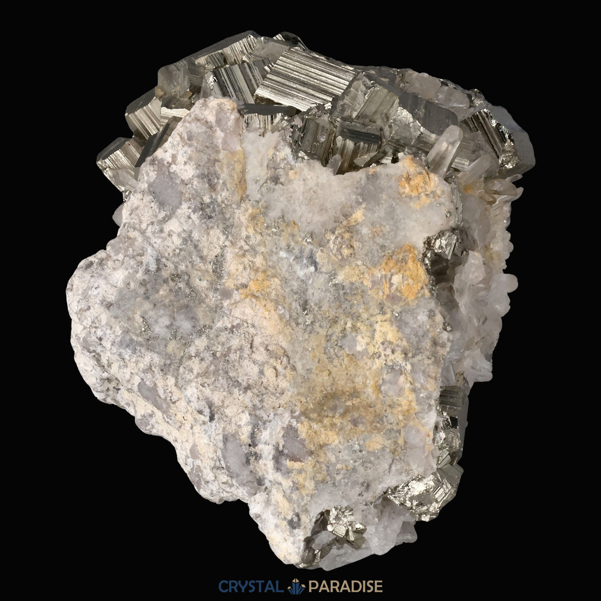 Pyrit an Bergkristall aus Indonesien (548g) – Ansicht 13
