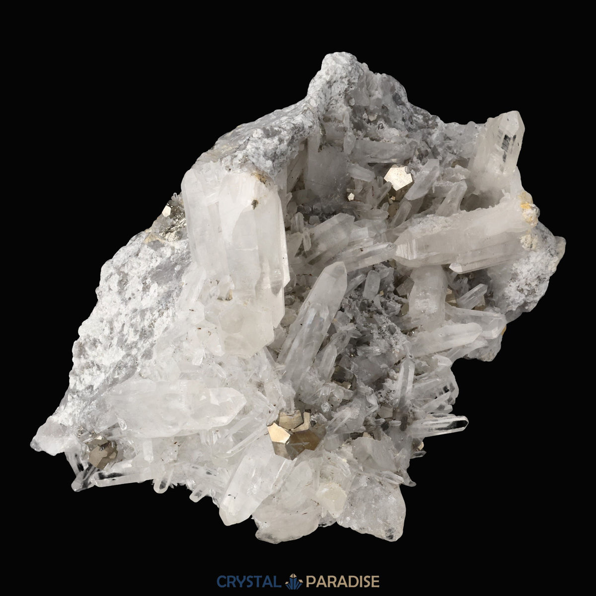 Pyrit an Bergkristall aus Indonesien (582g) – Ansicht 14