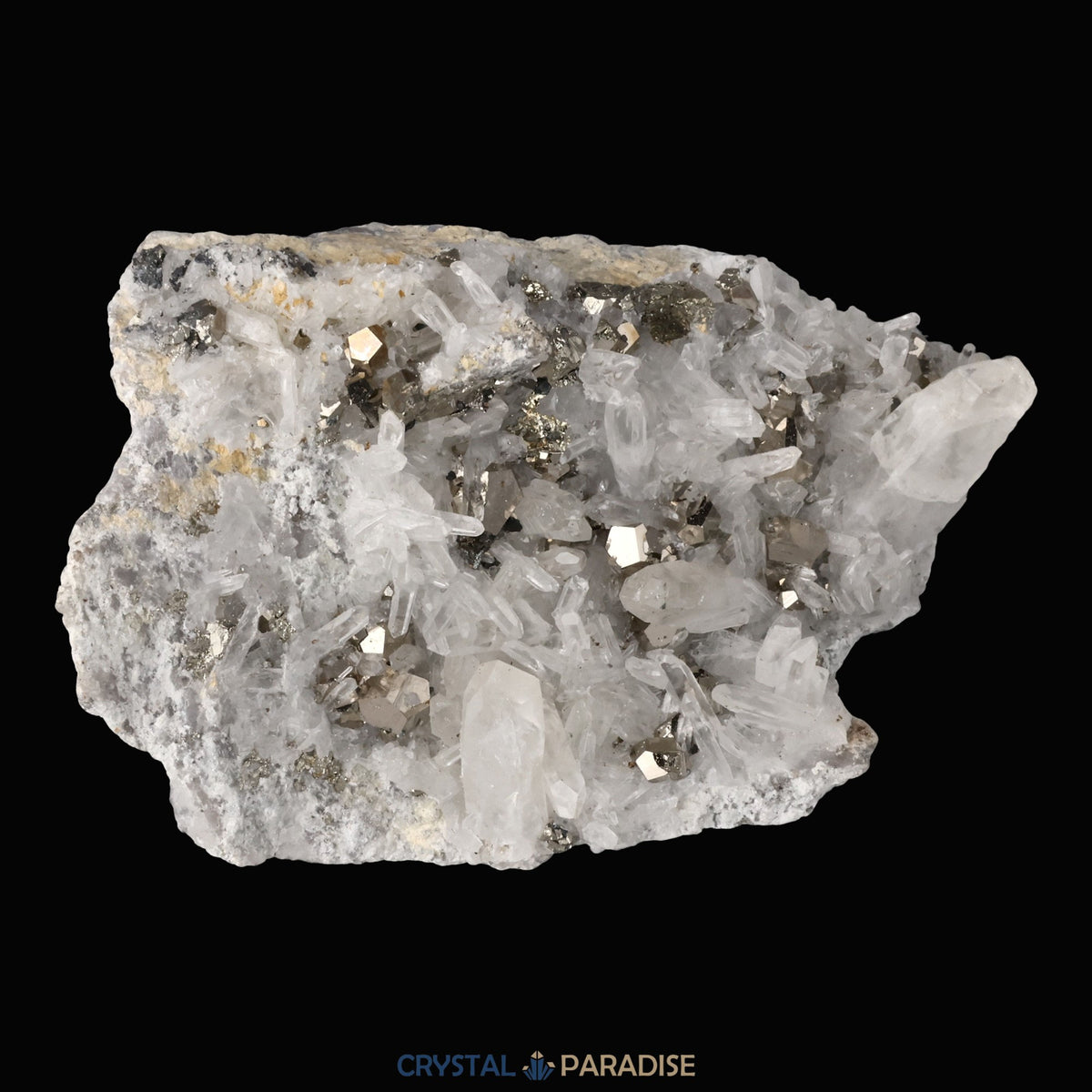 Pyrit an Bergkristall aus Indonesien (587g) – Ansicht 15