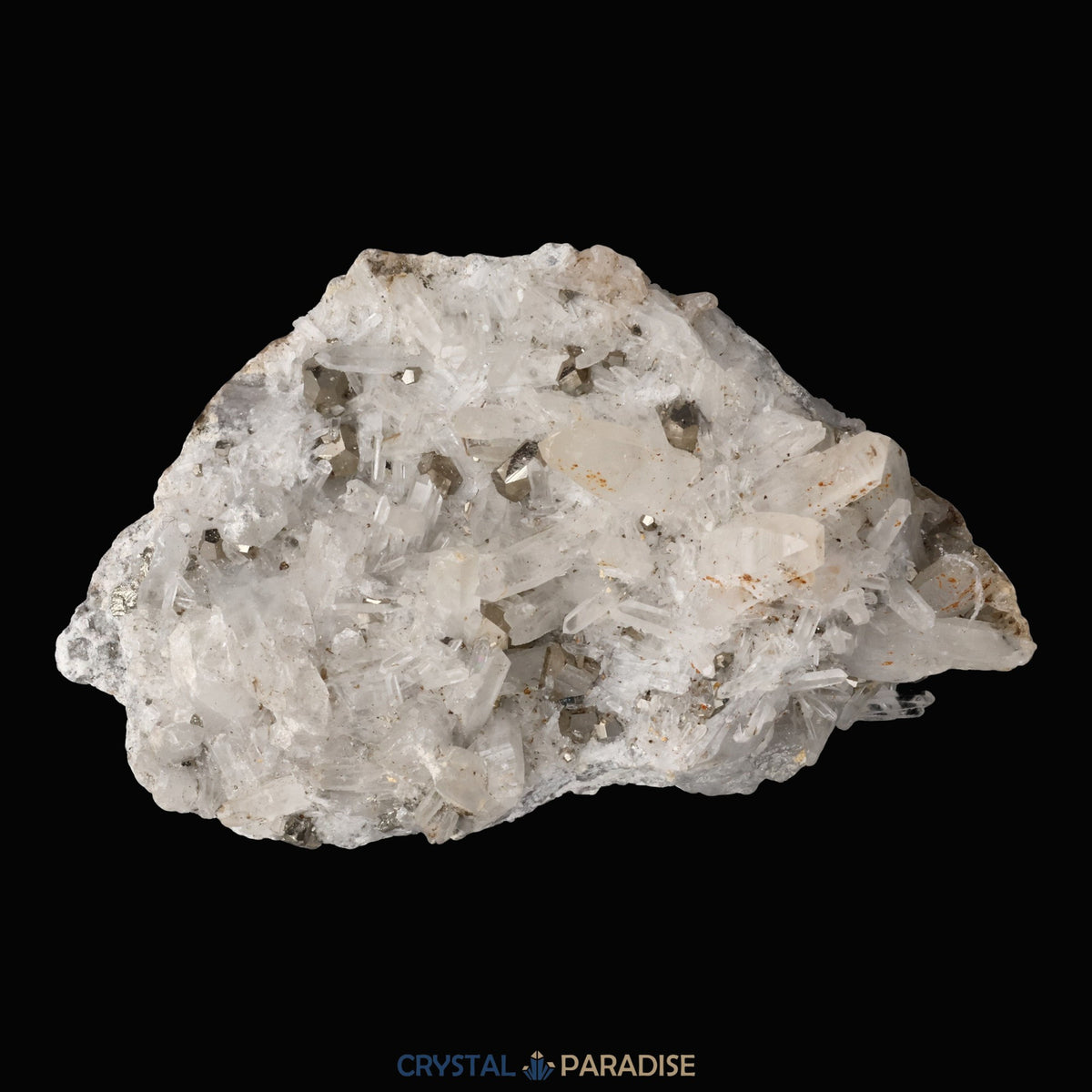 Pyrit an Bergkristall aus Indonesien (612g) – Ansicht 4