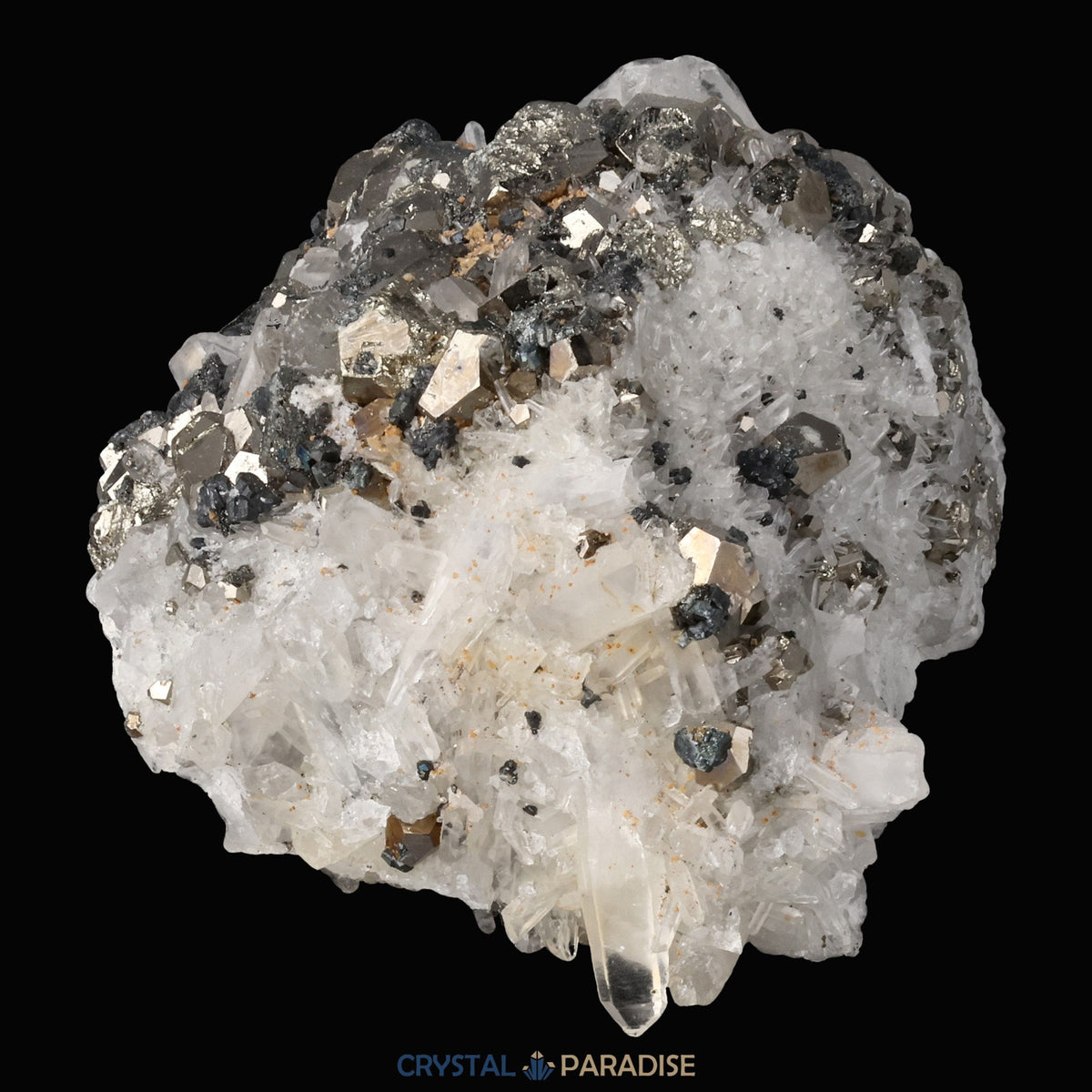 Pyrit an Bergkristall aus Indonesien (613g) – Ansicht 7