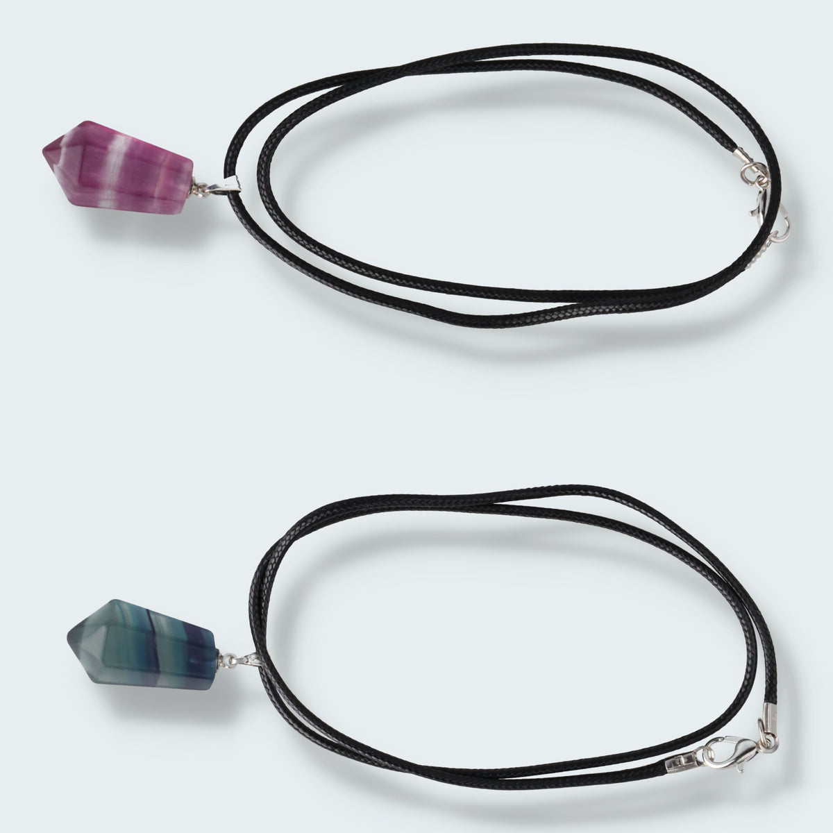 Regenbogen Fluorit Pendelanhänger mit Kette – Ansicht 4