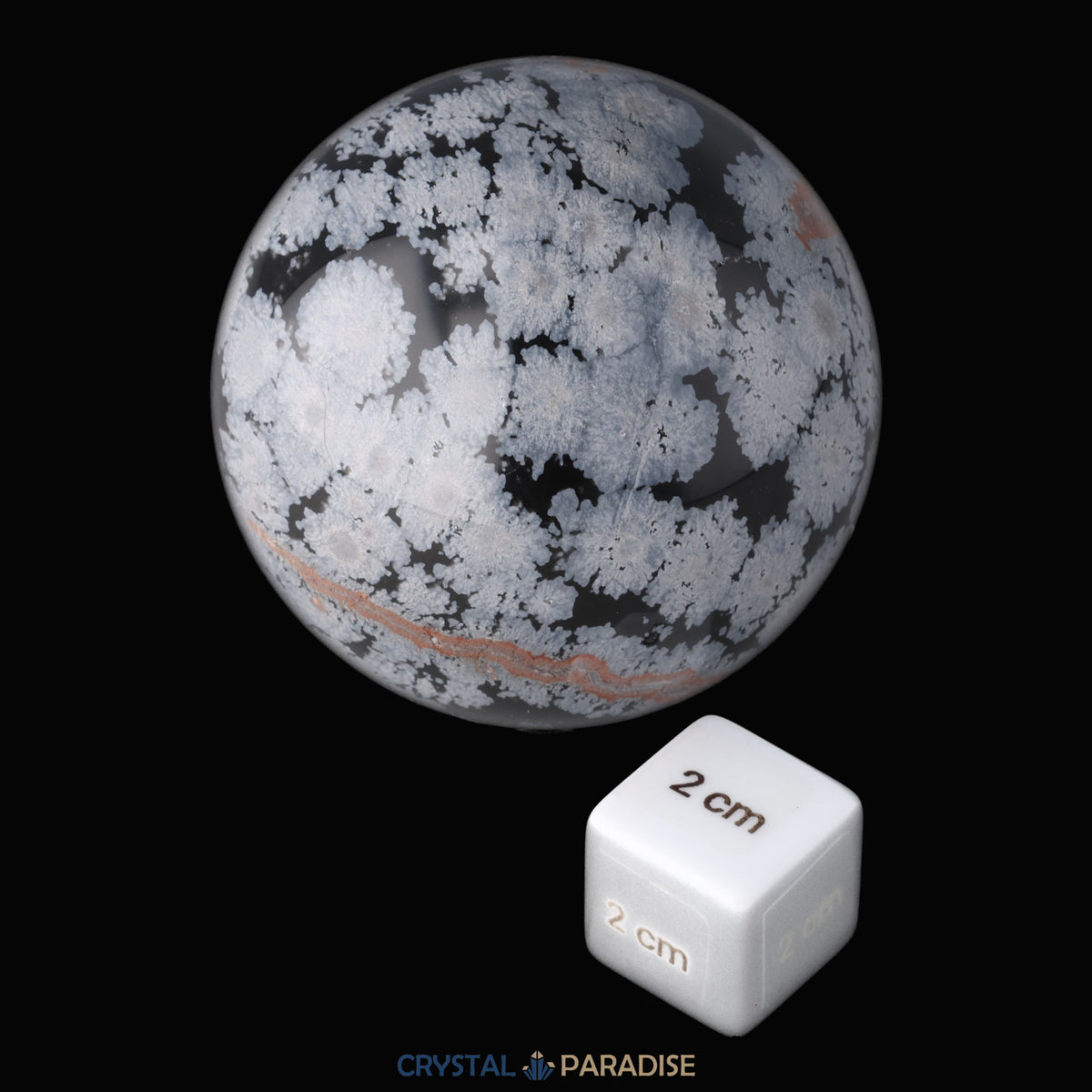 Schneeflocken Obsidian Kugel – Ansicht 2
