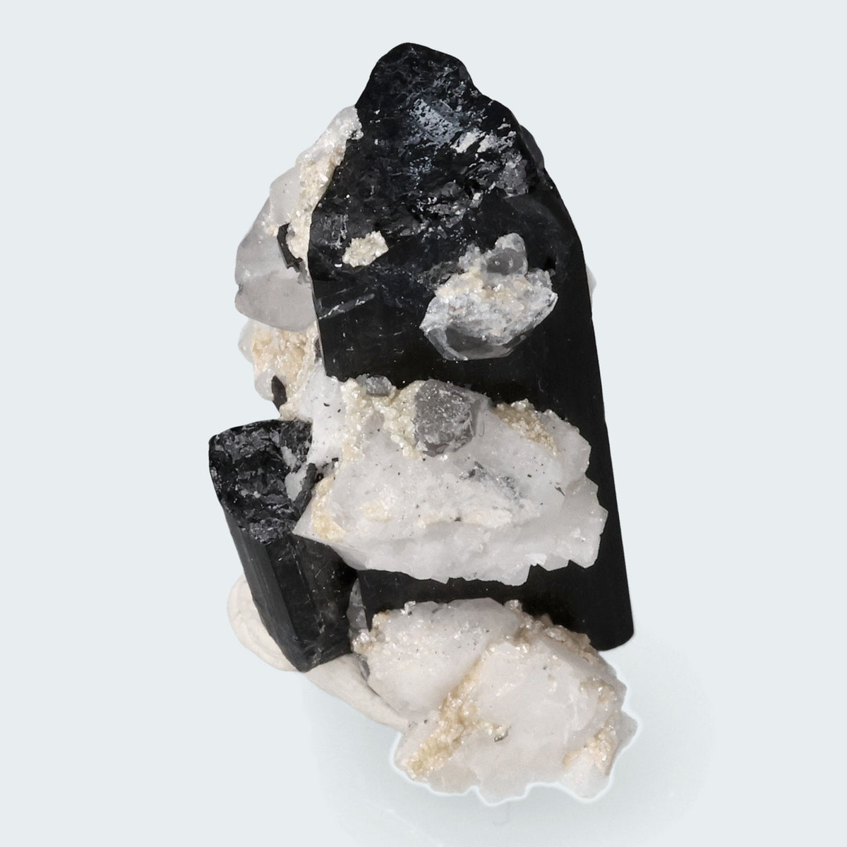 Schwarzer Schörl Turmalin an Himalaya Bergkristall (17g) – Ansicht 2
