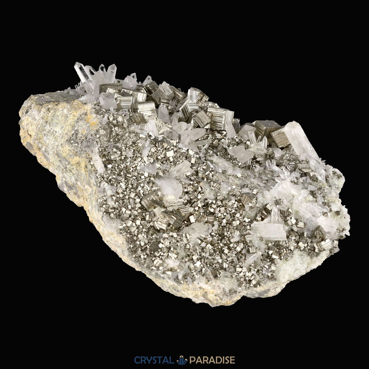 Pyrit an Bergkristall aus Indonesien (2066g) - crystal paradise