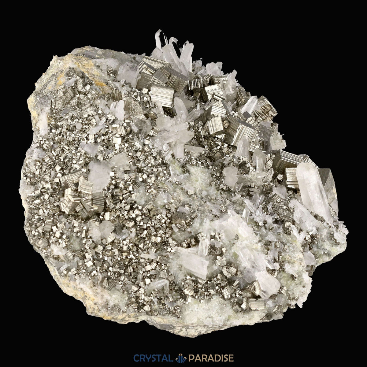 Pyrit an Bergkristall aus Indonesien (2066g) - crystal paradise