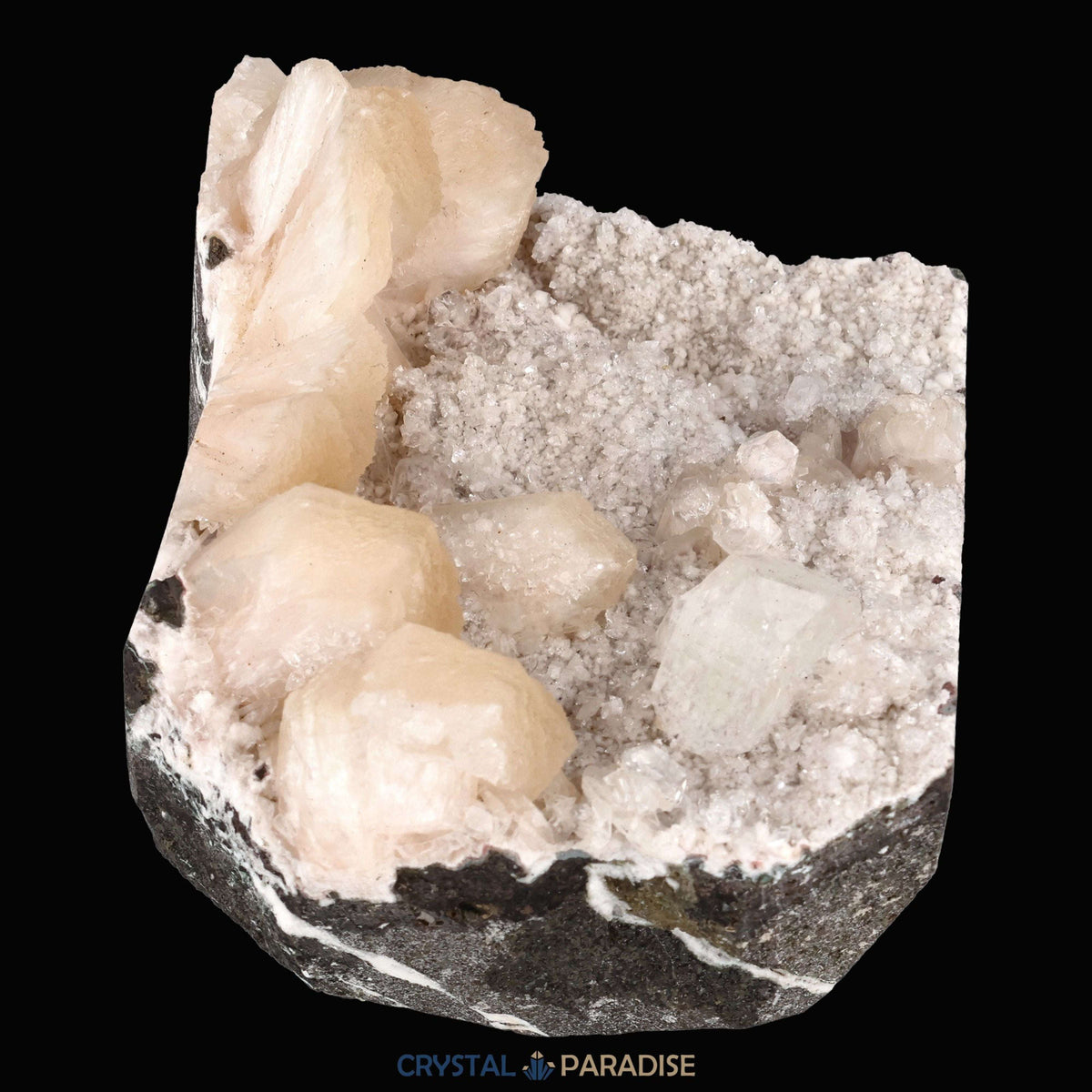 Apophyllit Stilbit Cluster aus Indien (517g) - crystal paradise