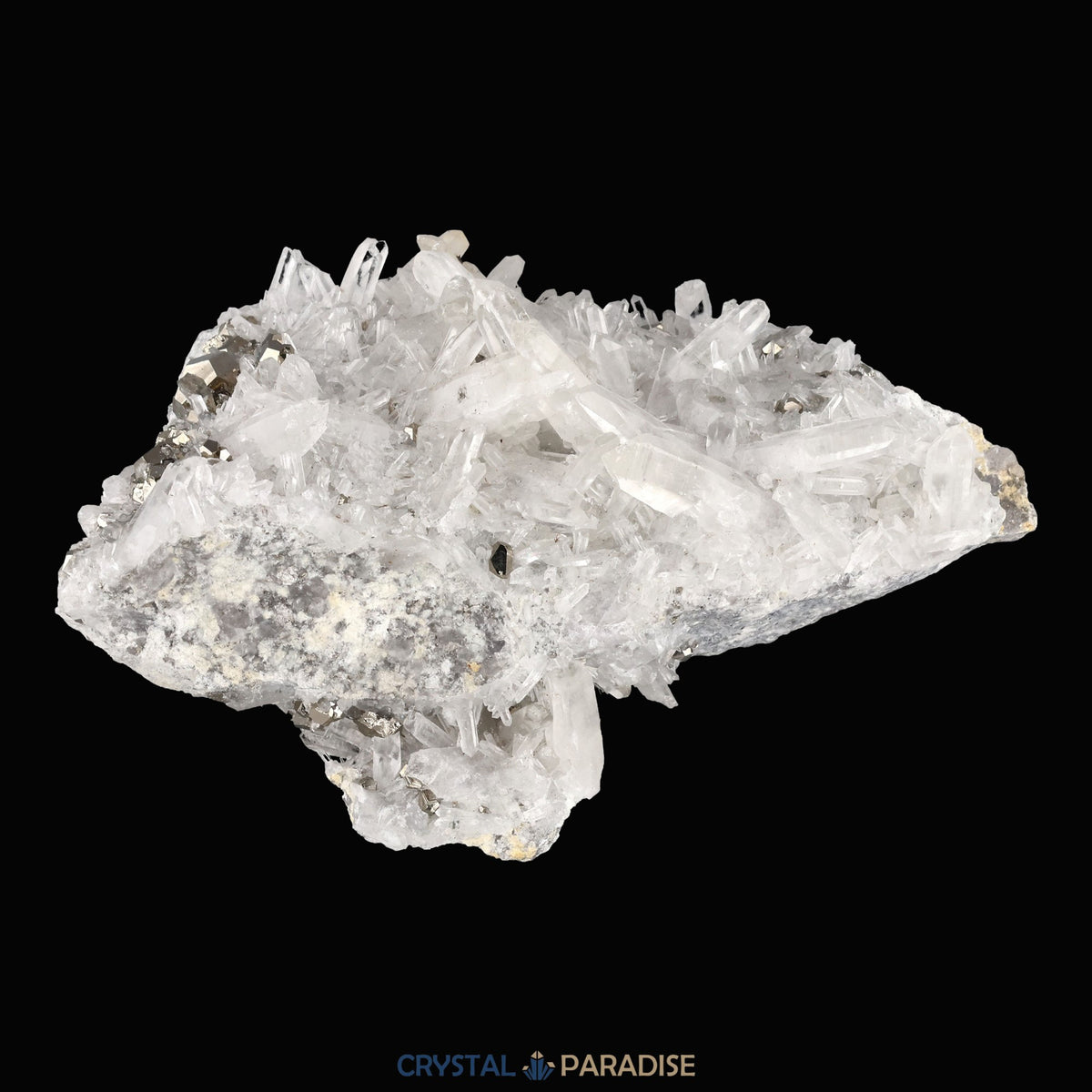 Pyrit an Bergkristall aus Indonesien (616g) - crystal paradise