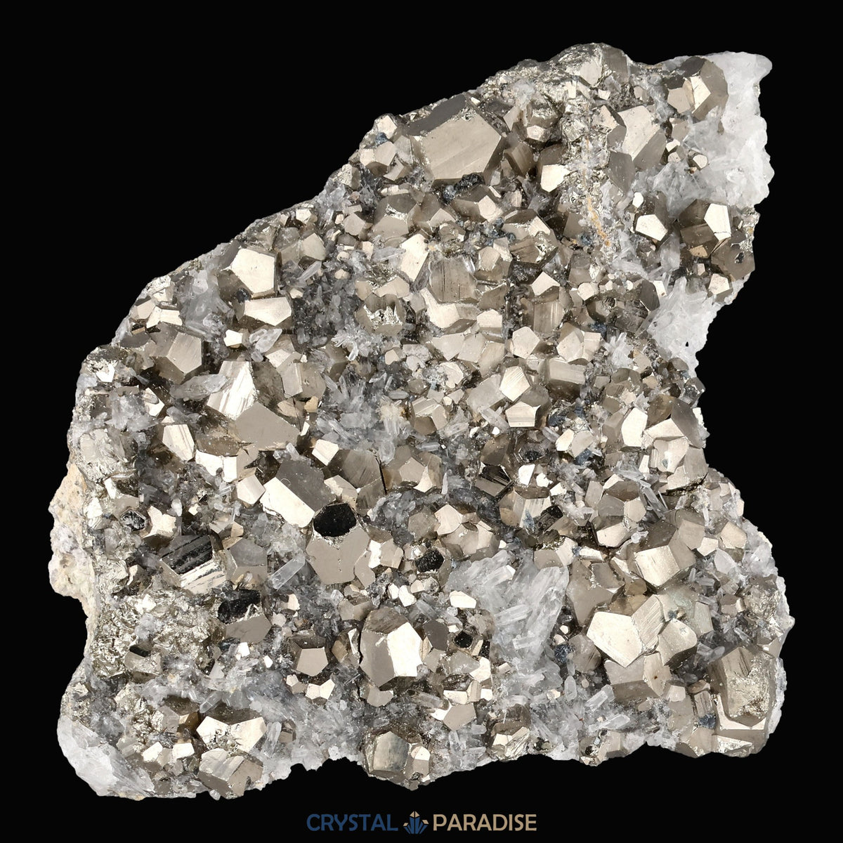 Pyrit an Bergkristall aus Indonesien (381g) - crystal paradise