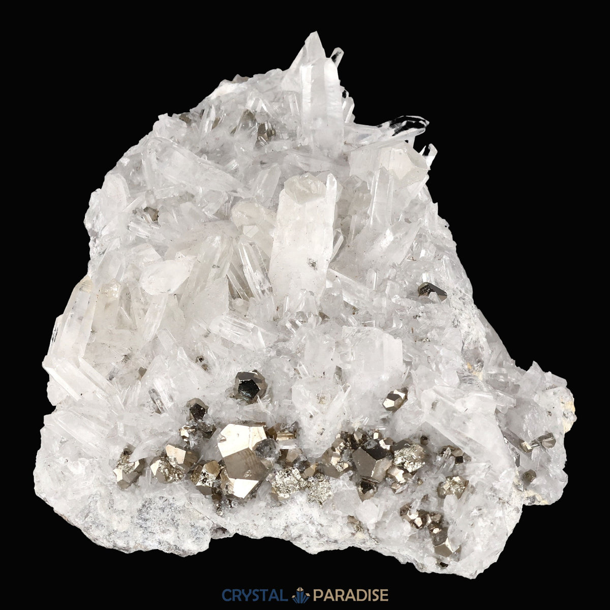 Pyrit an Bergkristall aus Indonesien (616g) - crystal paradise