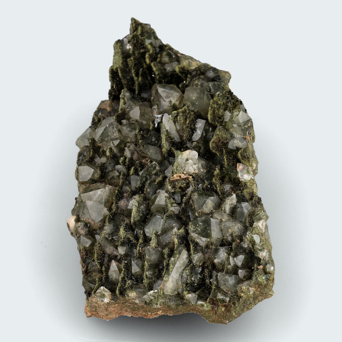 Epidot Mineral mit Bergkristall, grün-schwarze Rohstufe aus der Türkei, 256g Naturunikat
