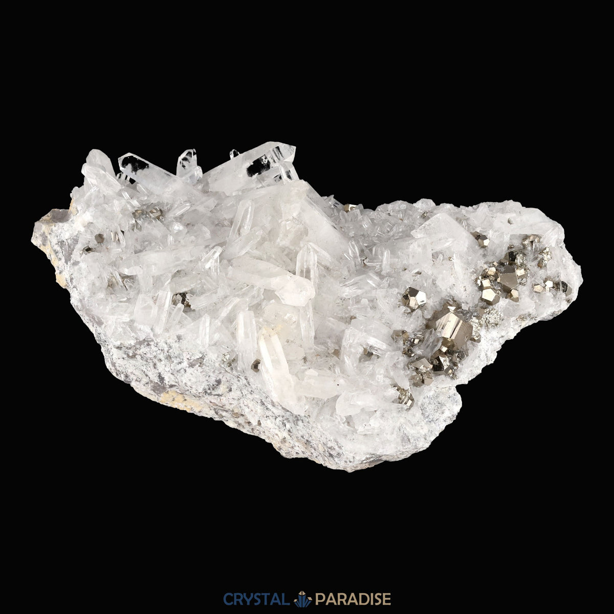 Pyrit an Bergkristall aus Indonesien (616g) - crystal paradise