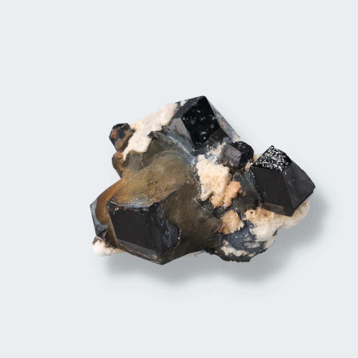 Schwarzer Schörl Turmalin Namibia mit grauem Rauchquarz, Naturmineral 15,6g, rohe Kristallstufe