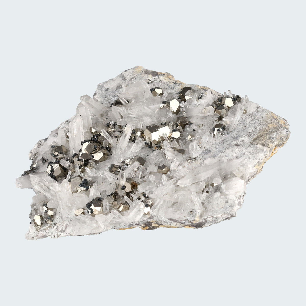Pyrit an Bergkristall aus Indonesien (919g) - crystal paradise