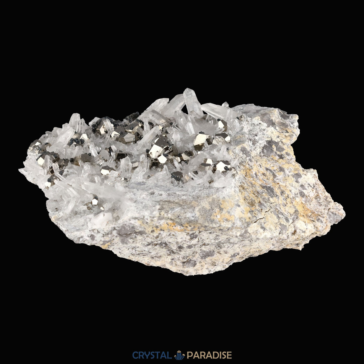 Pyrit an Bergkristall aus Indonesien (919g) - crystal paradise