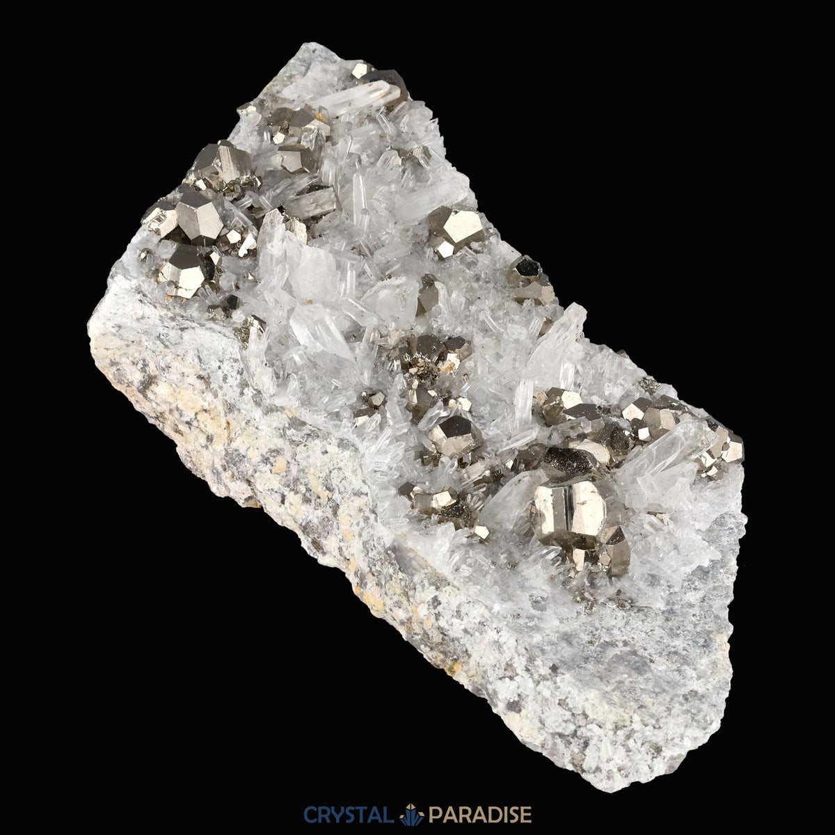 Pyrit an Bergkristall aus Indonesien (331g) - crystal paradise