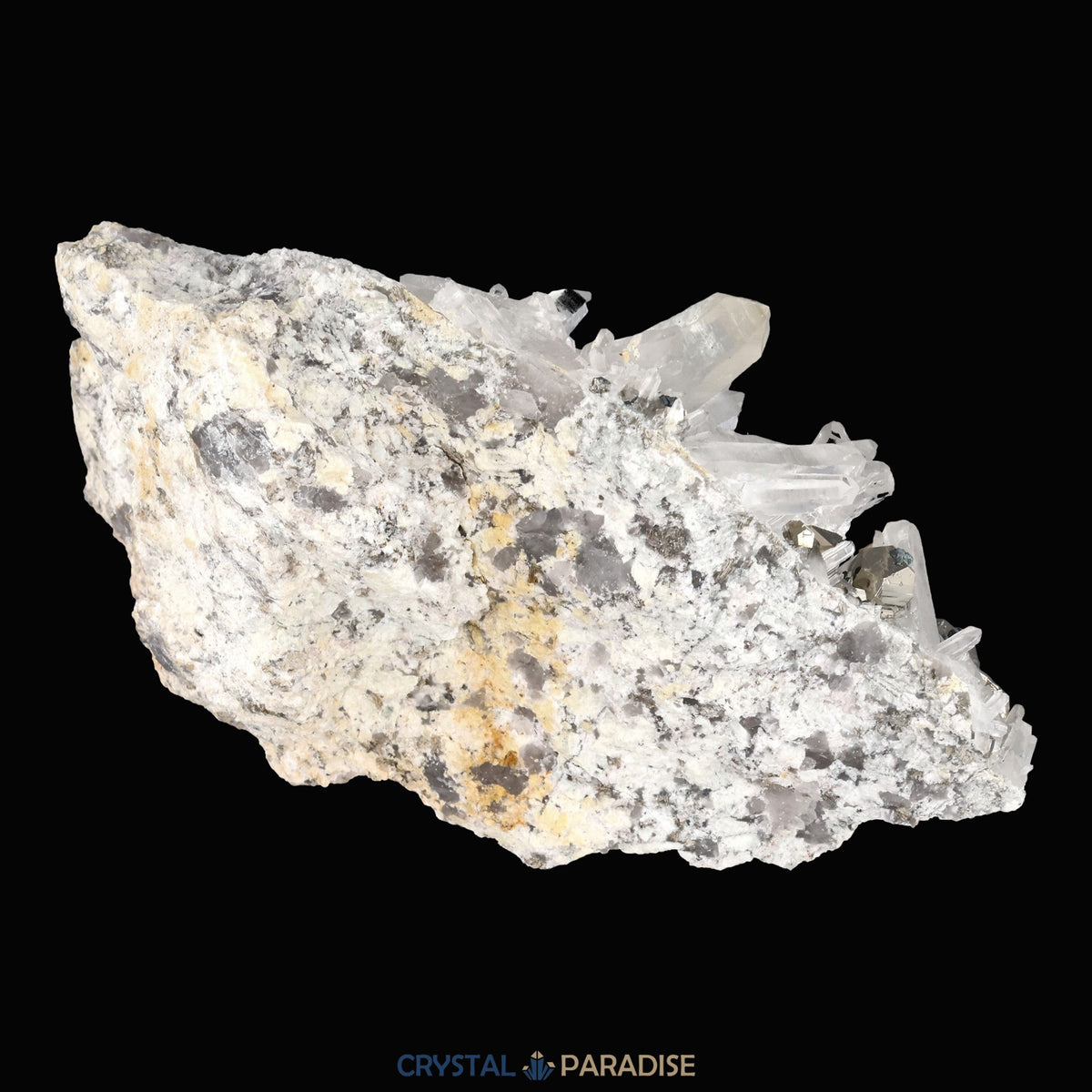 Pyrit an Bergkristall aus Indonesien (248g) - crystal paradise