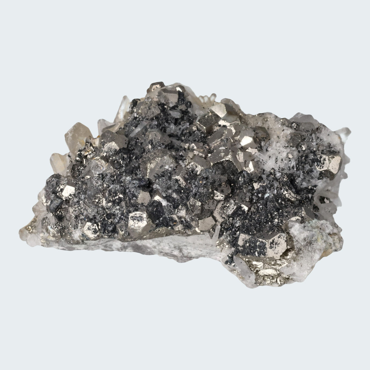 Pyrit an Bergkristall aus Indonesien (222g)
