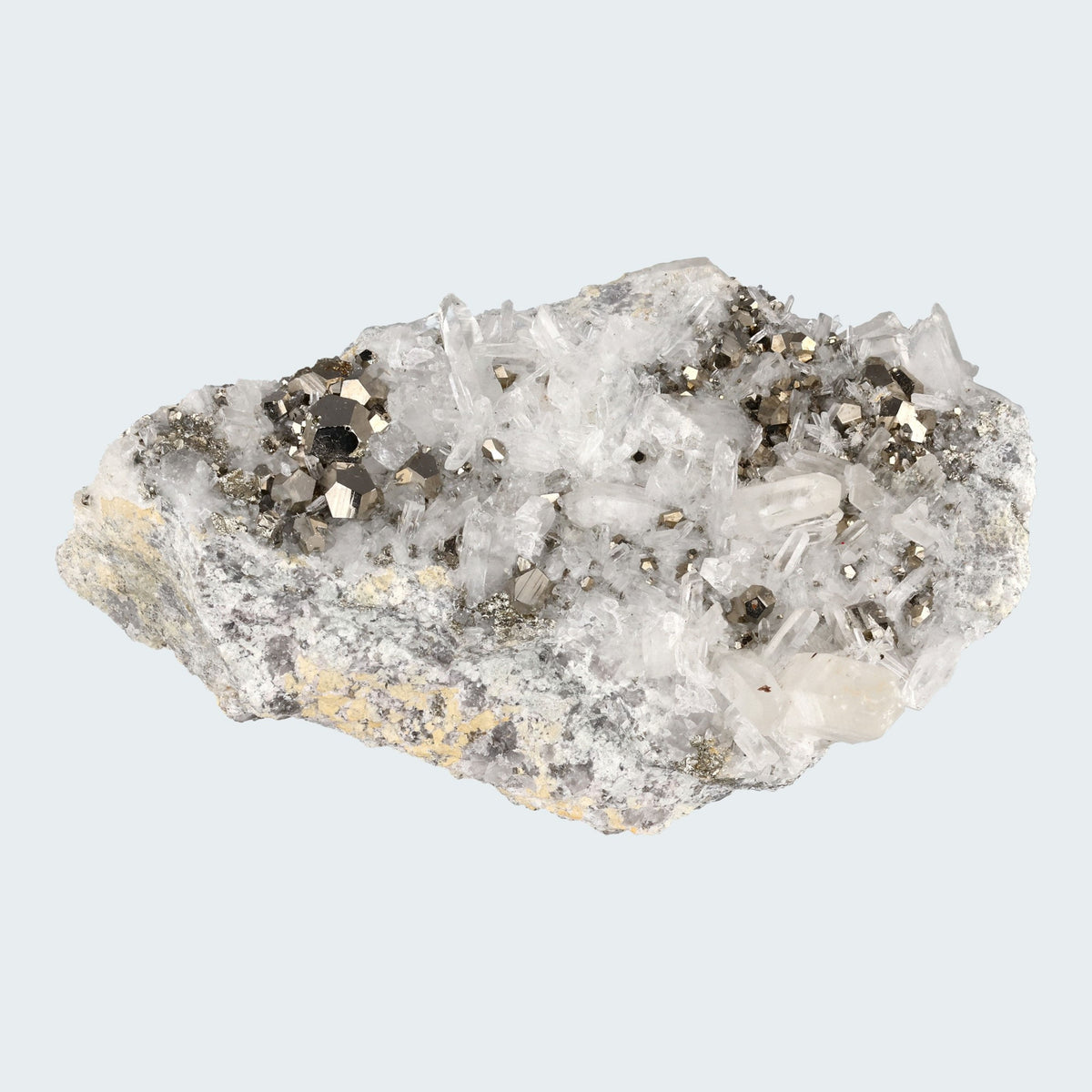 Pyrit an Bergkristall aus Indonesien (747g) - crystal paradise