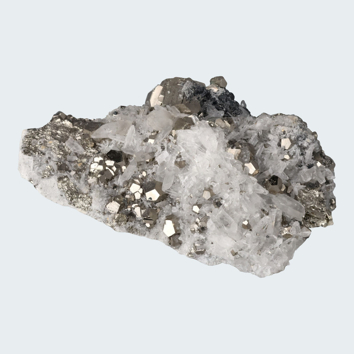 Pyrit an Bergkristall aus Indonesien (841g)