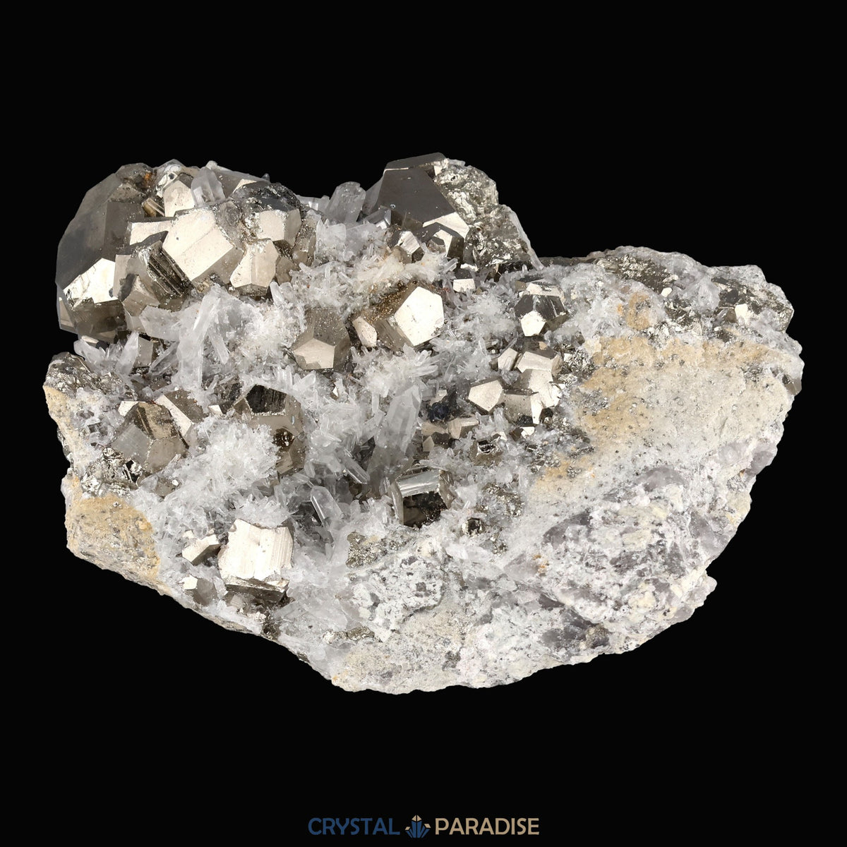 Pyrit an Bergkristall aus Indonesien (727g) - crystal paradise