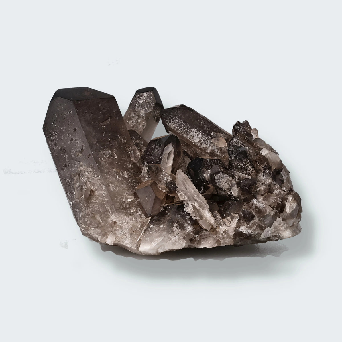 Rauchquarz Stein aus Brasilien, 693 g, naturbelassenes Unikat in tiefem Rauchbraun