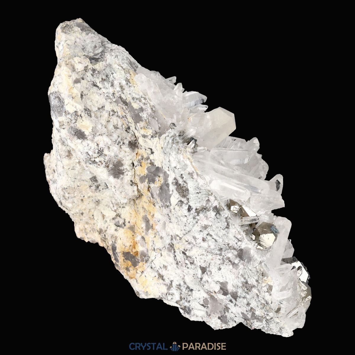 Pyrit an Bergkristall aus Indonesien (248g) - crystal paradise