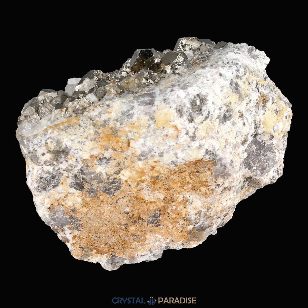 Pyrit an Bergkristall aus Indonesien (365g) - crystal paradise