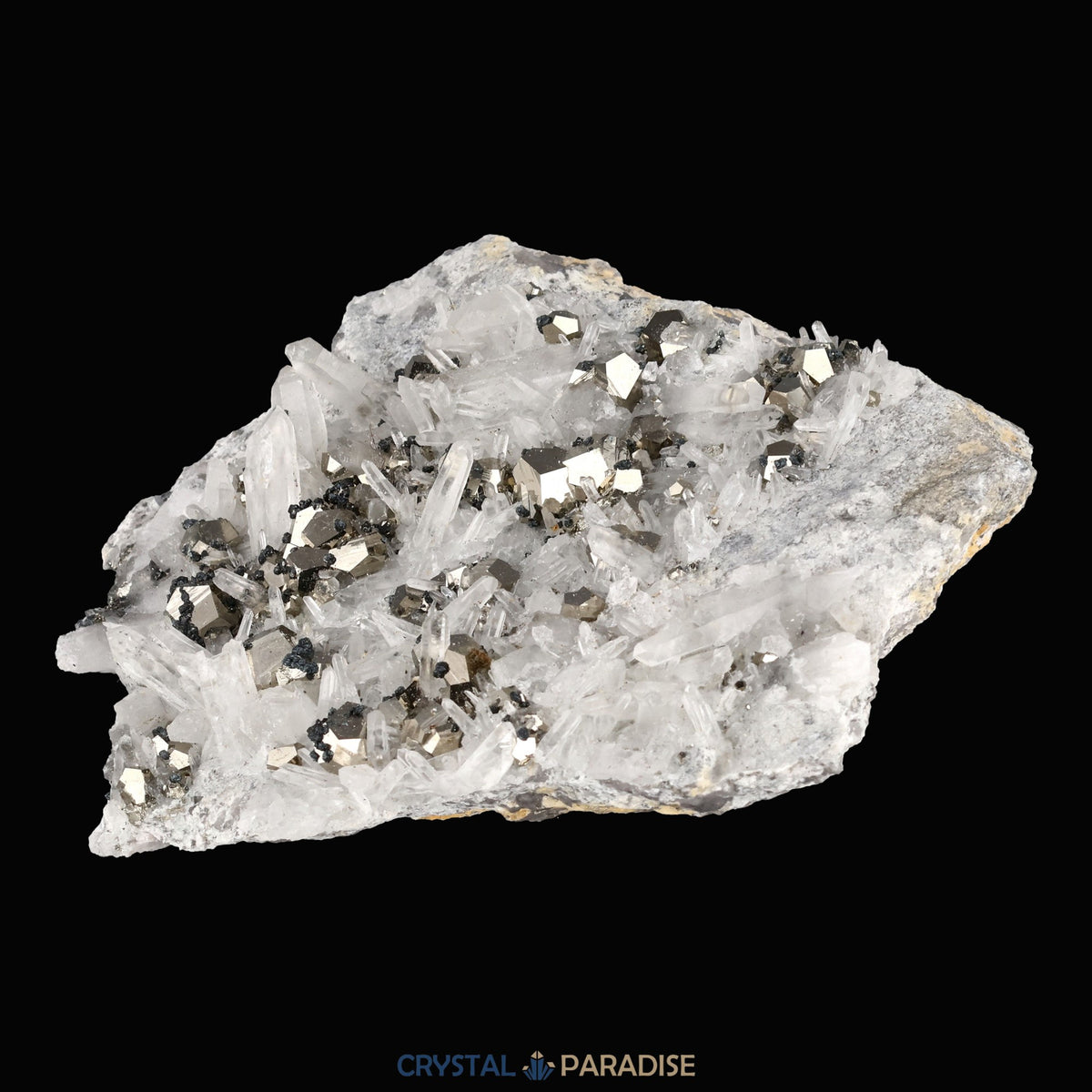 Pyrit an Bergkristall aus Indonesien (919g) - crystal paradise