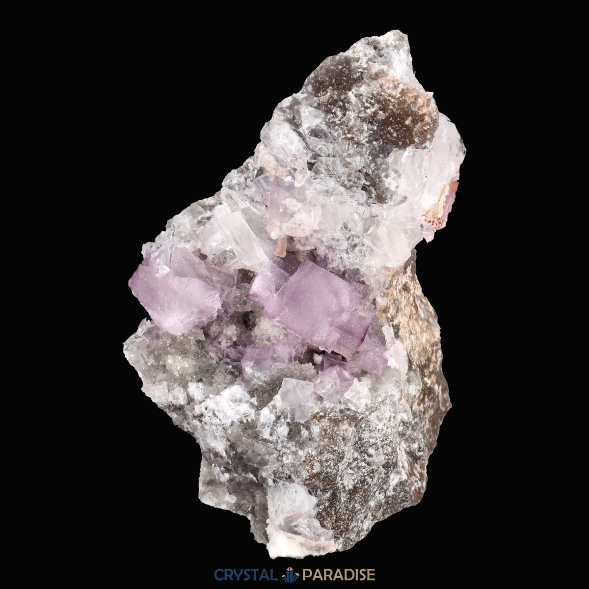 Violetter Fluorit aus Mexiko mit weissen und gelben Quarz Anlagerungen (327g) – Ansicht 4