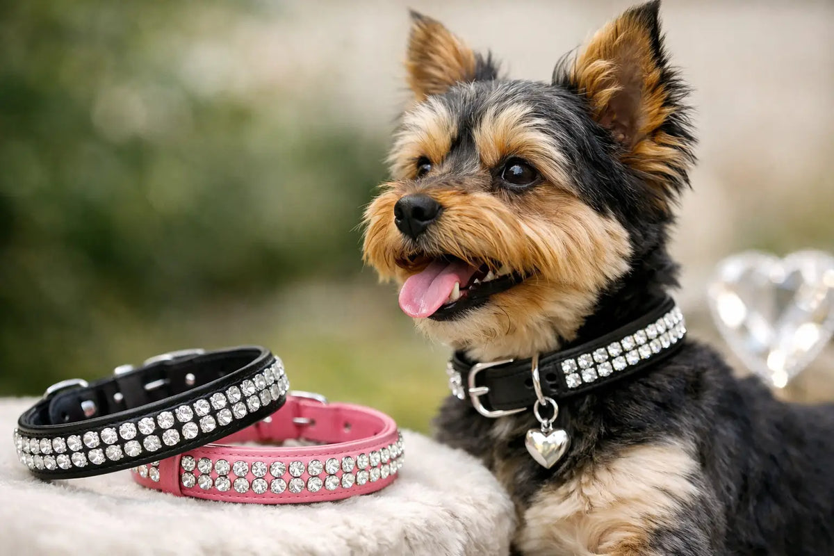 Kristall-Hundehalsband mit bunten Edelsteinen, verstellbar, für Hunde, stilvoll und naturverbunden