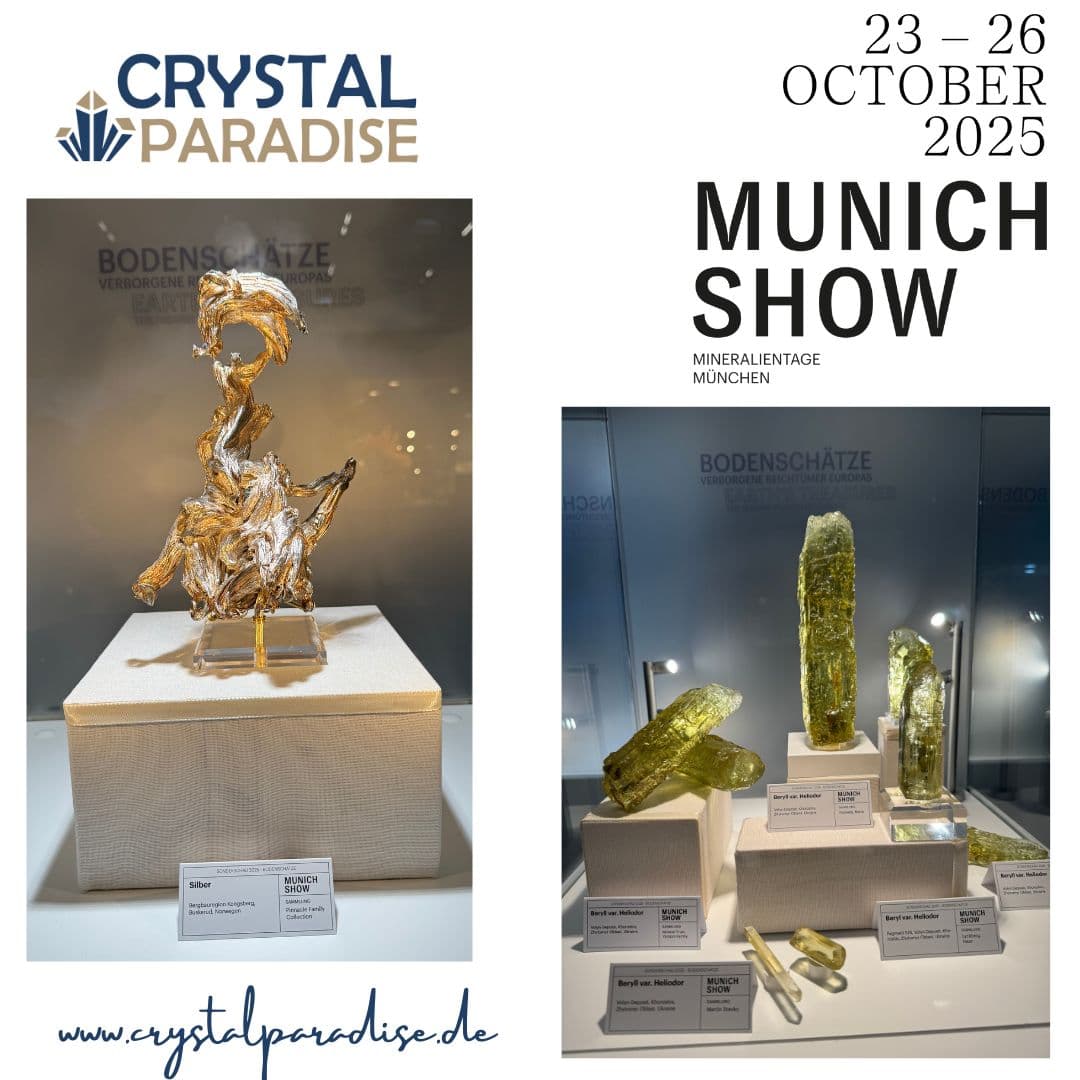 Munich Show 2025 – Mineralienshow München mit bunten Kristallen und Mineralien aus aller Welt