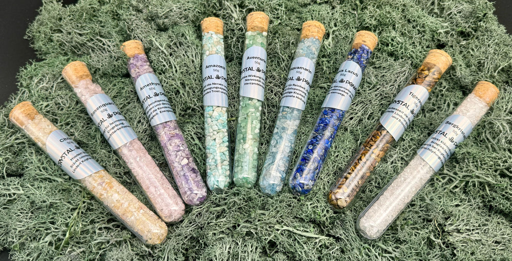 Reagenzgläser crystalpower® Kristall Kollektion für Mineralsammlung und Dekoration
