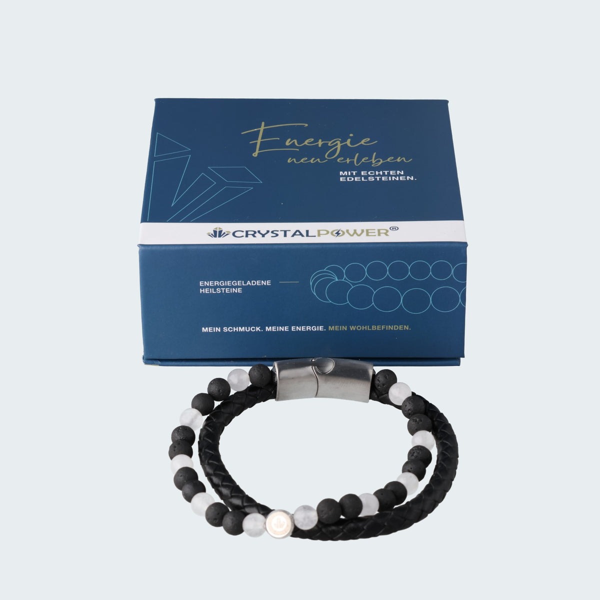 Bergkristall & Lava mit Leder – Klarheit & Stärke mit Stil - Armband crystalpower® - crystal paradise