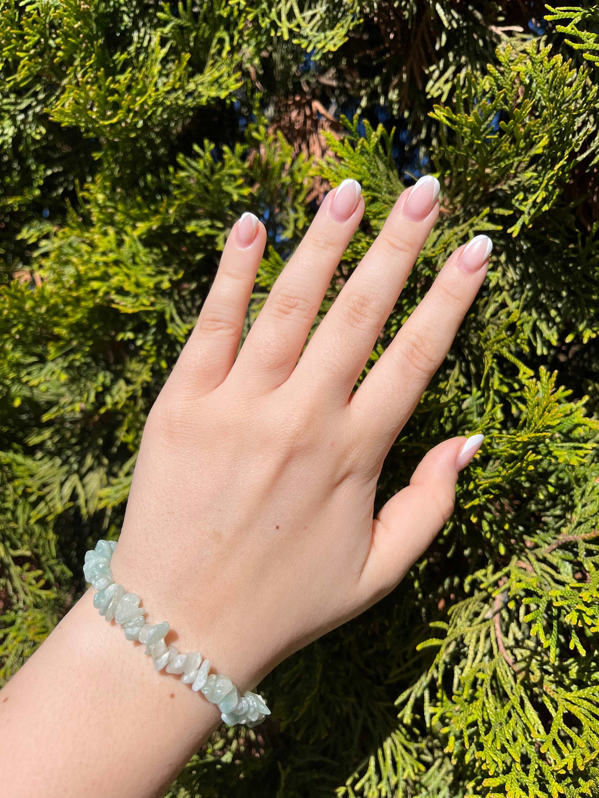 Armband aus Moosachat-Chipstone-Perlen  - 10 Stück