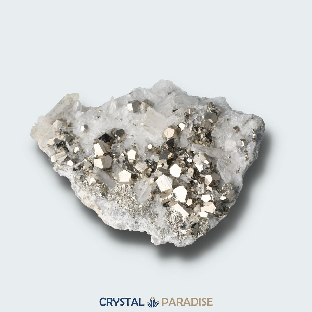 Pyrit an Bergkristall aus Indonesien (469g) - crystal paradise