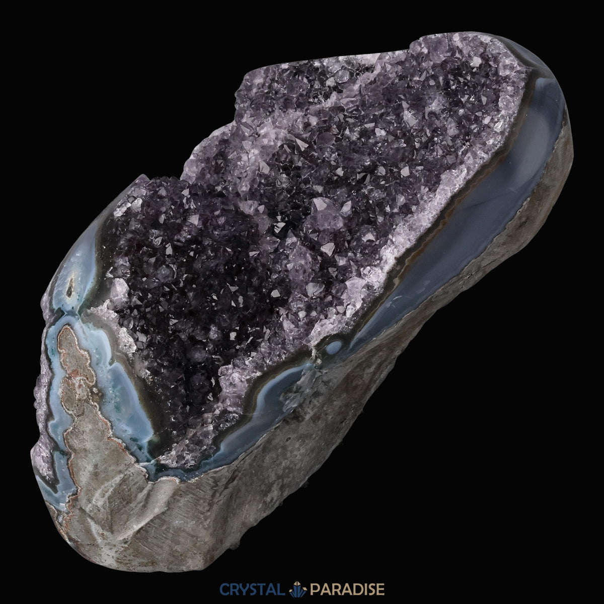 Achatisierte Amethyst Druse aus Uruguay (808g) – Ansicht 6