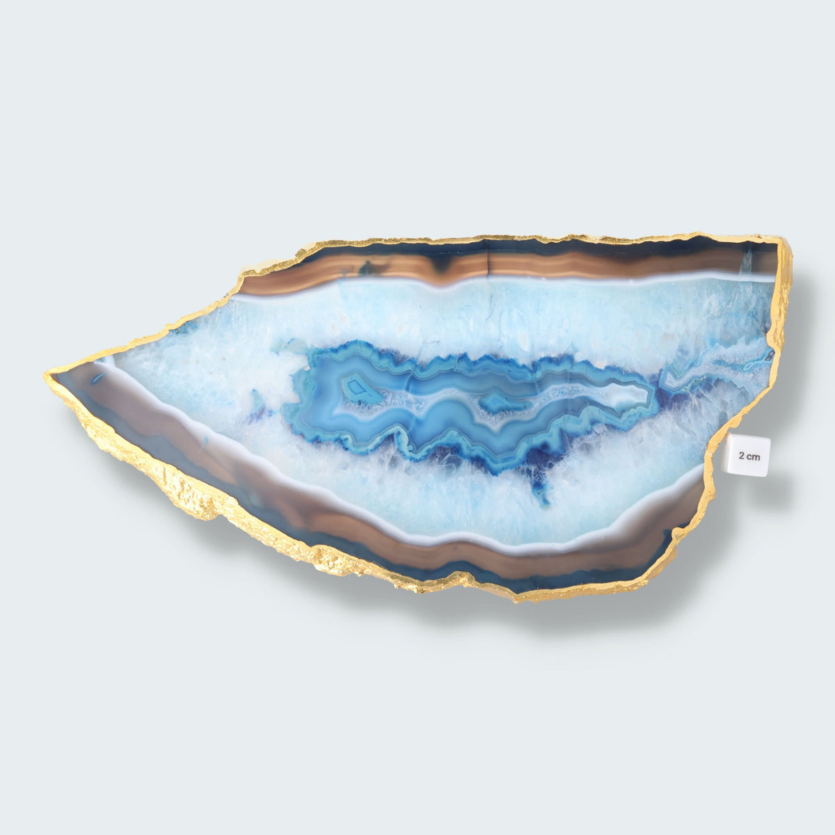 Achatscheibe blau-weiss mit Goldrand - ca. 36,5 cm Durchmesser (1670g) – Ansicht 2